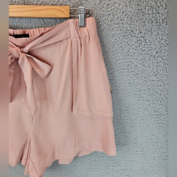 Frye Millennial Pink Womens Pull On Tie Waist Shorts Sz M Pockets Breathable - Picture 4 of 15